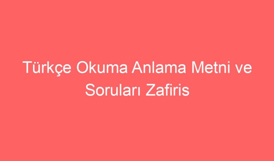 20. Hafta Türkçe Okuma Anlama Metni ve Soruları Zafiris