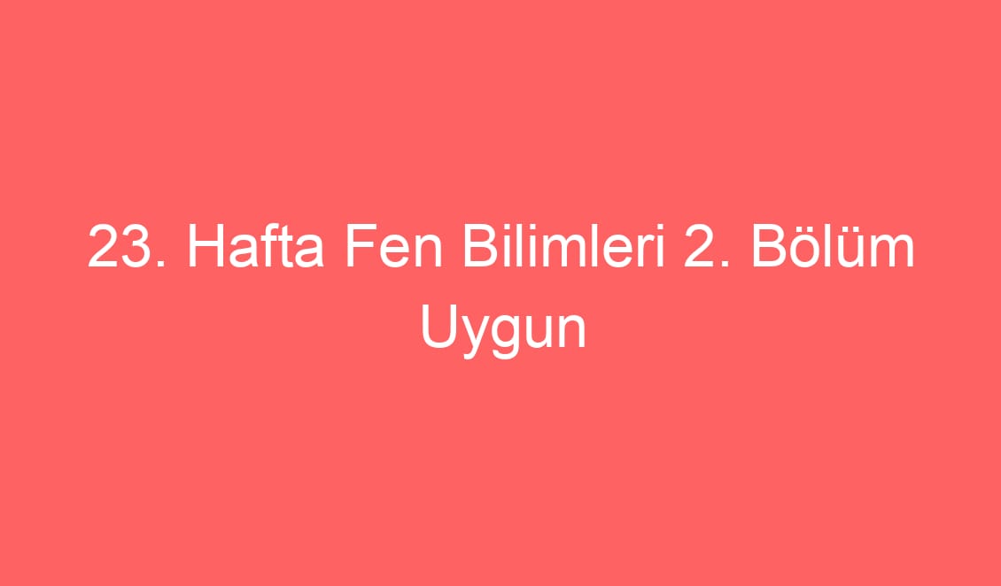 23. Hafta Fen Bilimleri 2. Bölüm Uygun Aydınlatma Defter Notu ve Konu Etkinlikleri
