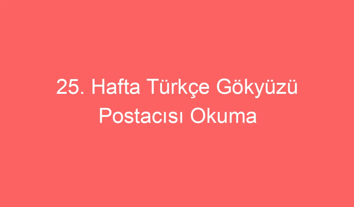 25. Hafta Türkçe Gökyüzü Postacısı Okuma Anlama Metni ve Sorular