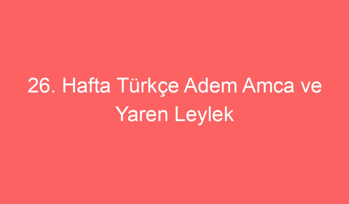26. Hafta Türkçe Adem Amca ve Yaren Leylek Okuma Anlama Metni