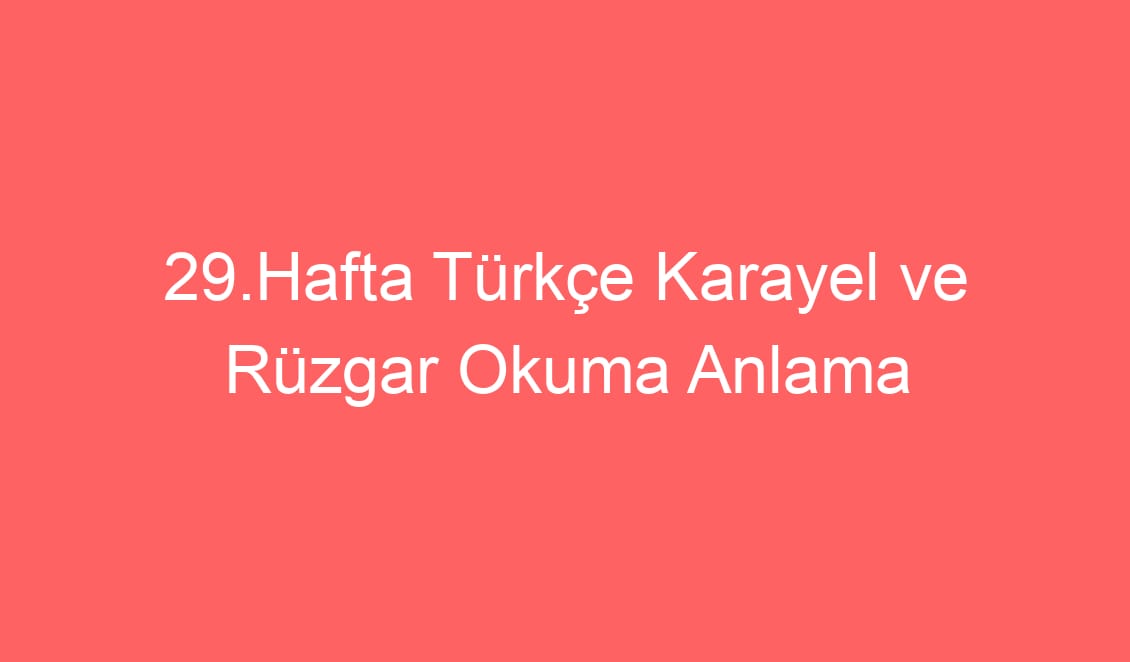 29.Hafta Türkçe Karayel ve Rüzgar Okuma Anlama Metni ve Sorular