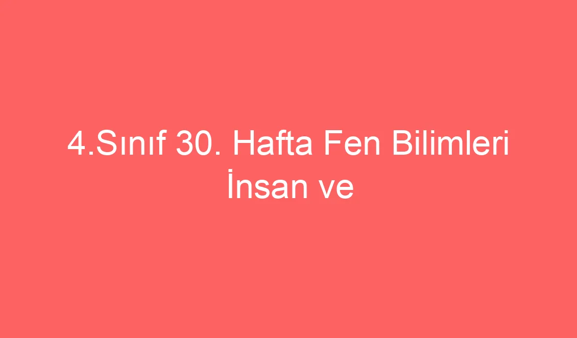 4.Sınıf 30. Hafta Fen Bilimleri İnsan ve Çevre Ünite Tekrarı