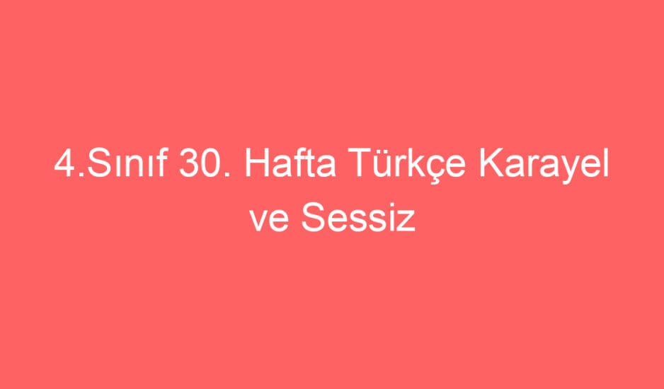 4.Sınıf 30. Hafta Türkçe Karayel ve Sessiz Tepe Okuma Anlama Metni ve Sorular