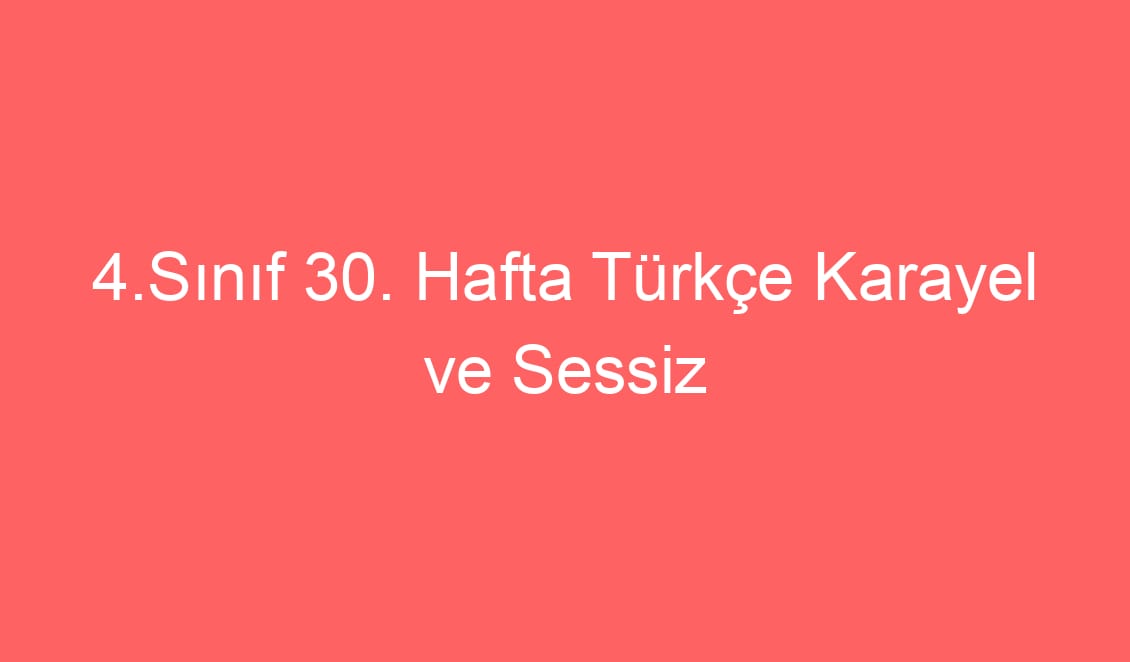 4.Sınıf 30. Hafta Türkçe Karayel ve Sessiz Tepe Okuma Anlama Metni ve Sorular