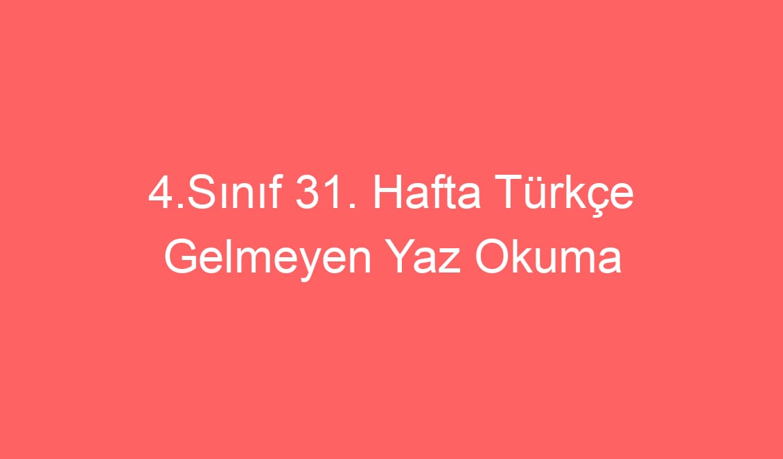 4.Sınıf 31. Hafta Türkçe Gelmeyen Yaz Okuma Anlama Metni ve Sorular