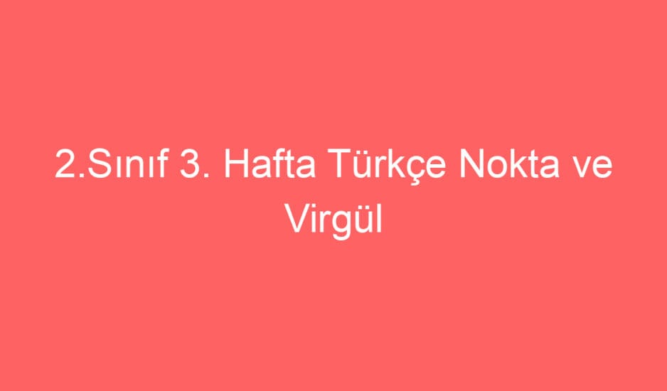 2.Sınıf Türkçe Nokta ve Virgül defter notu