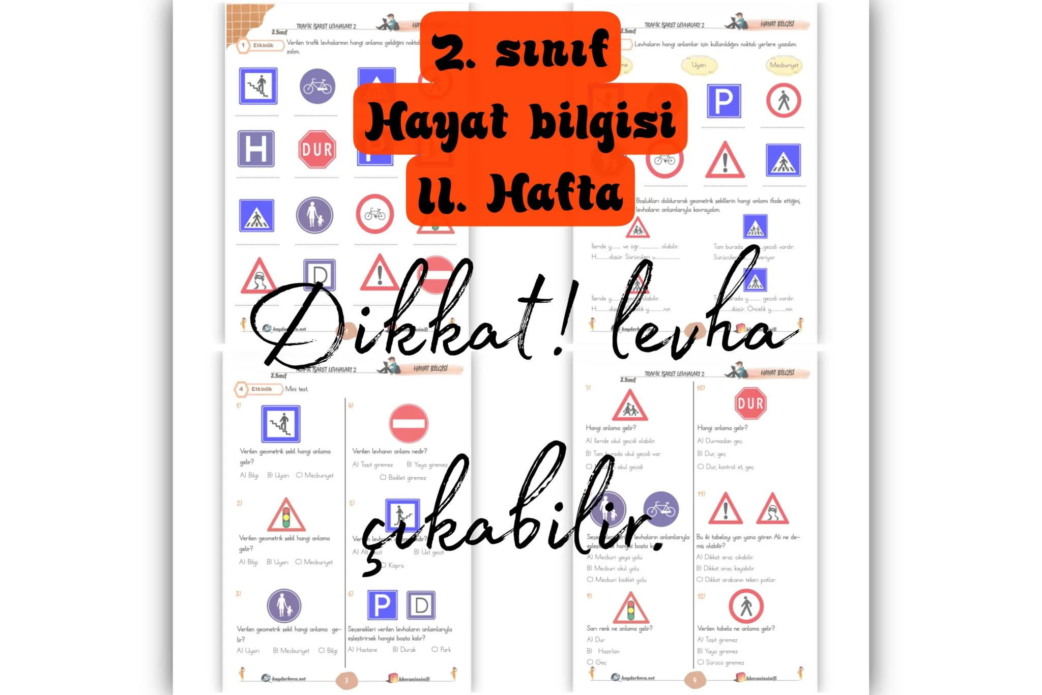 2. Sınıf Hayat Bilgisi Trafik İşaret Levhaları Konu Etkinlikleri 2