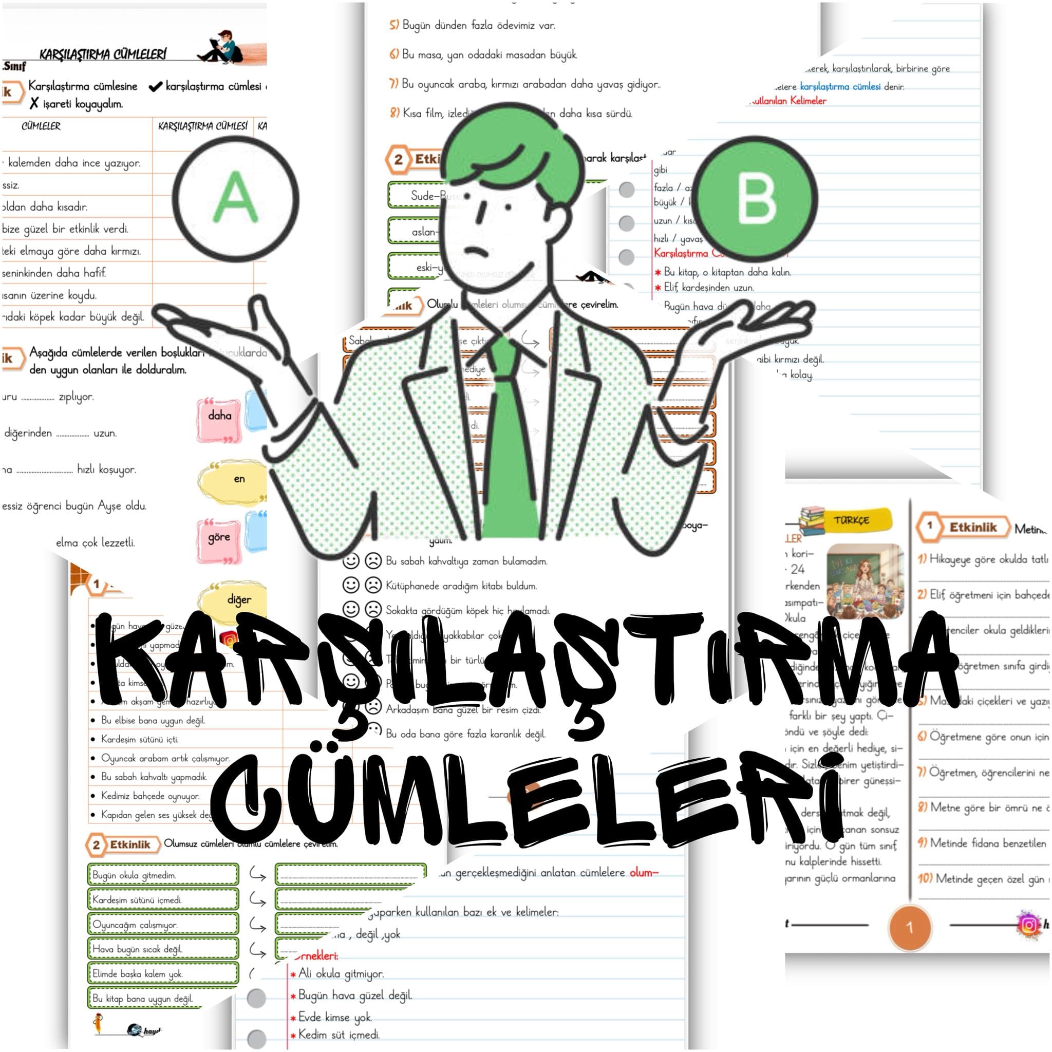 2. Sınıf Türkçe Karşılaştırma Cümleleri Konu Etkinlikleri