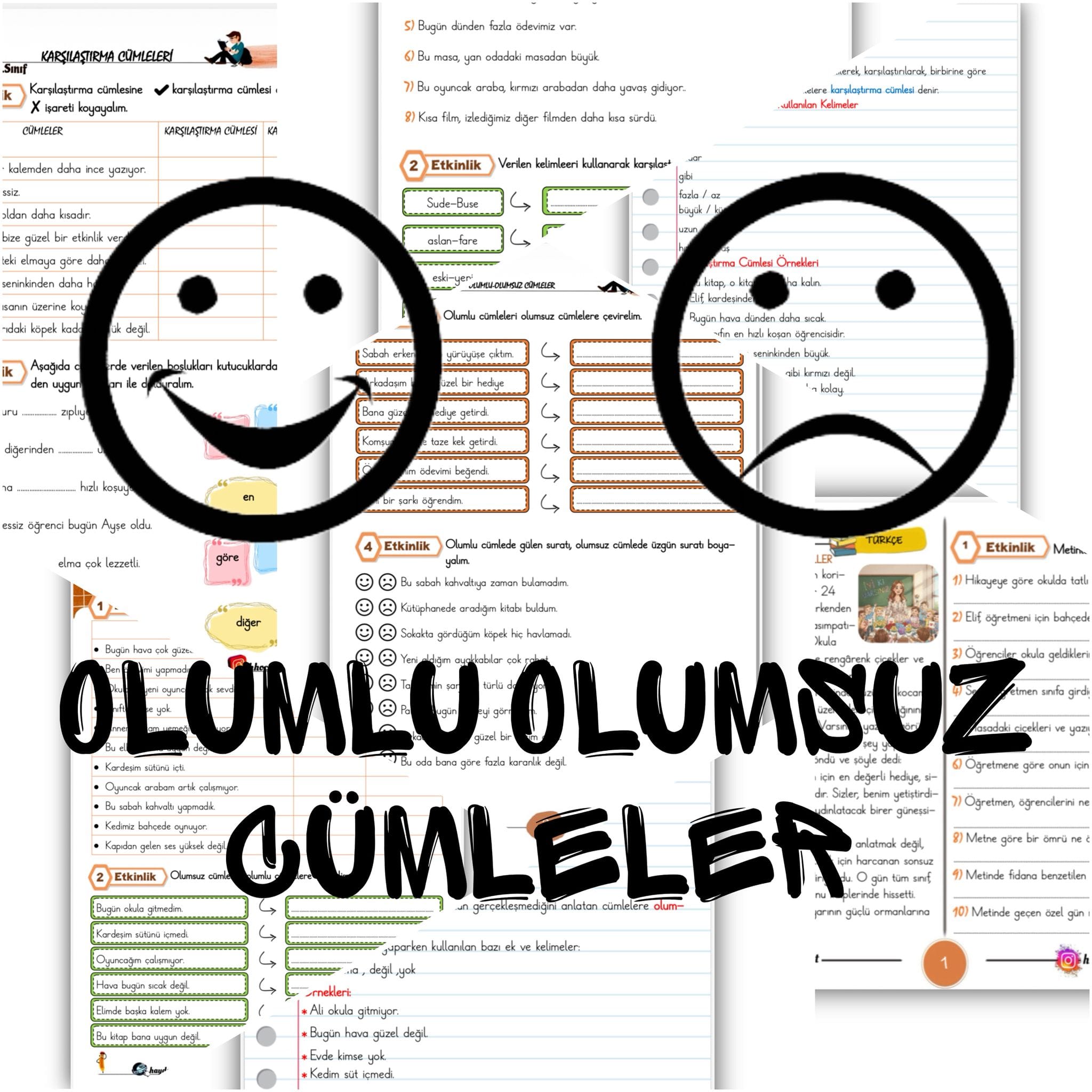 2. Sınıf Türkçe Olumlu-Olumsuz Cümleler Konu Etkinlikleri