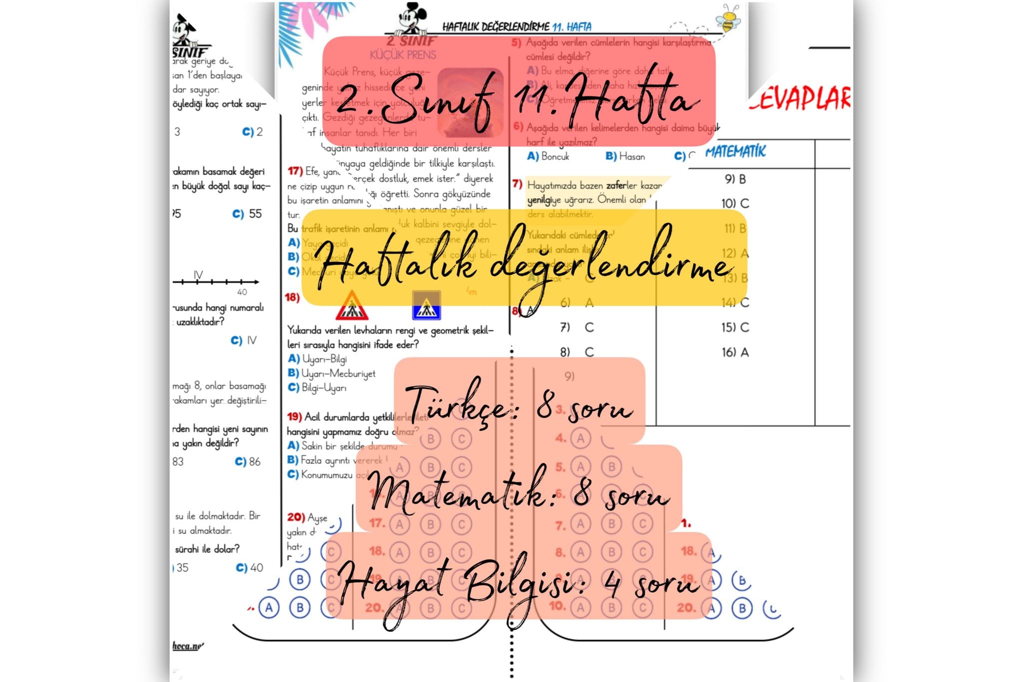 2. Sınıf 11.Hafta Haftalık Değerlendirme