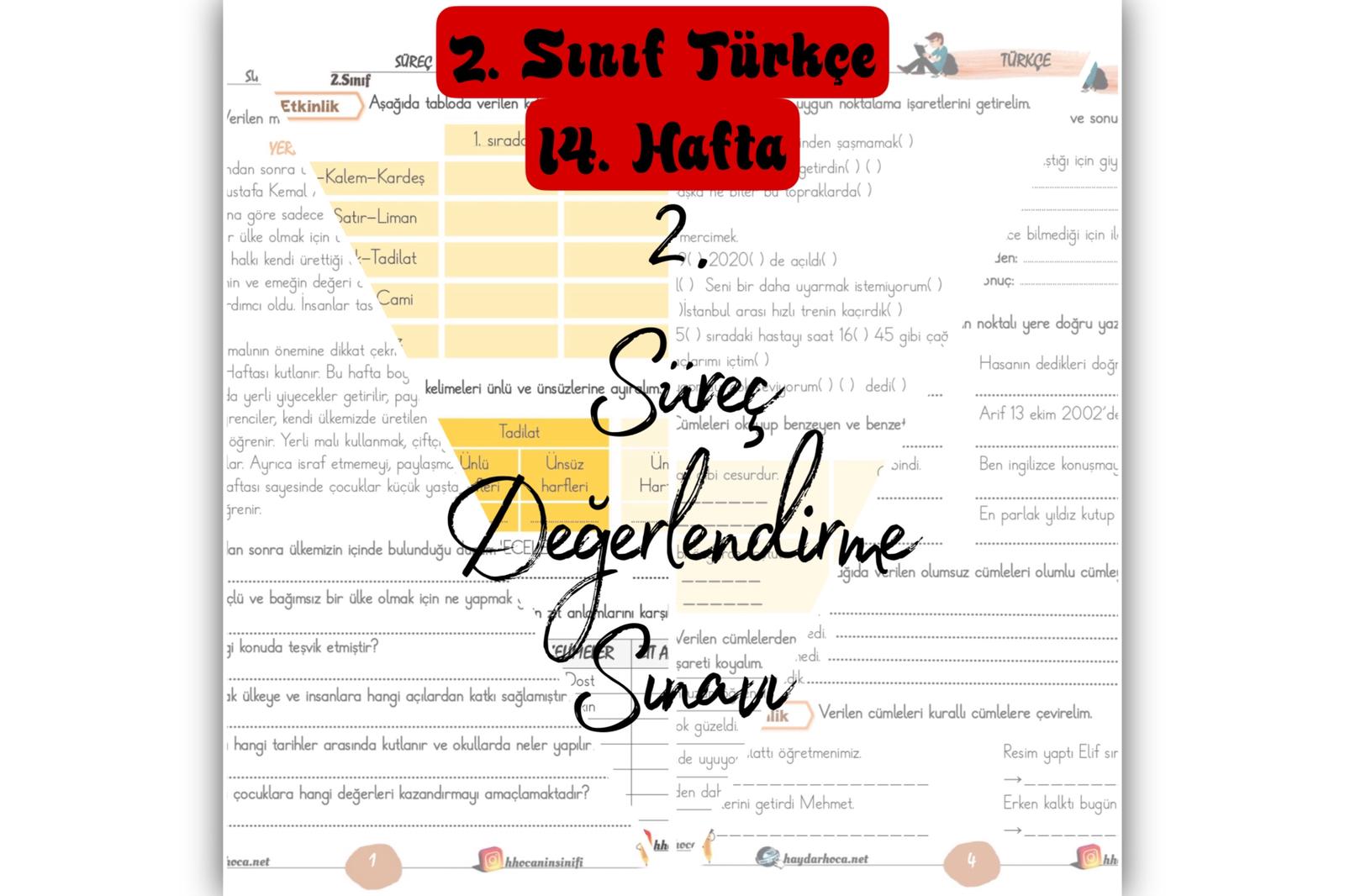 2. Sınıf Türkçe 2. Süreç Değerlendirme Sınavı