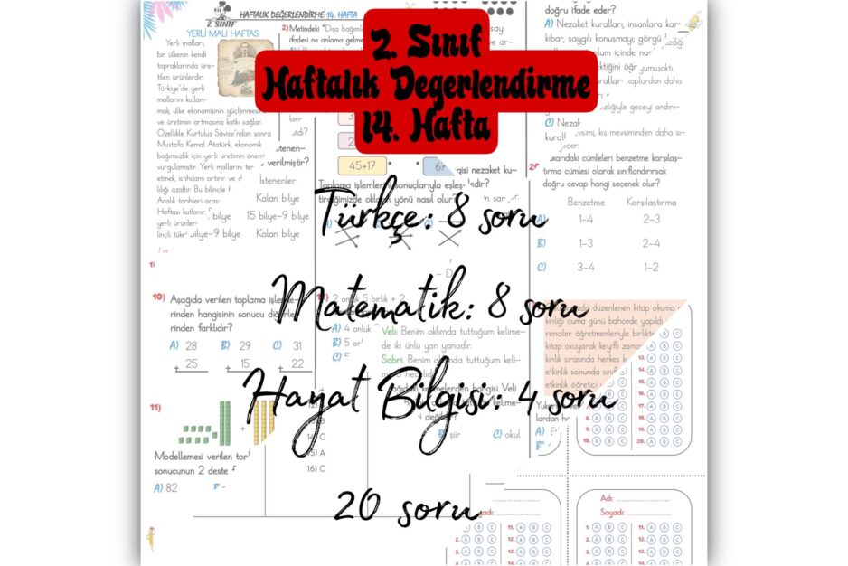 2. Sınıf 14. Hafta Haftalık Değerlendirme