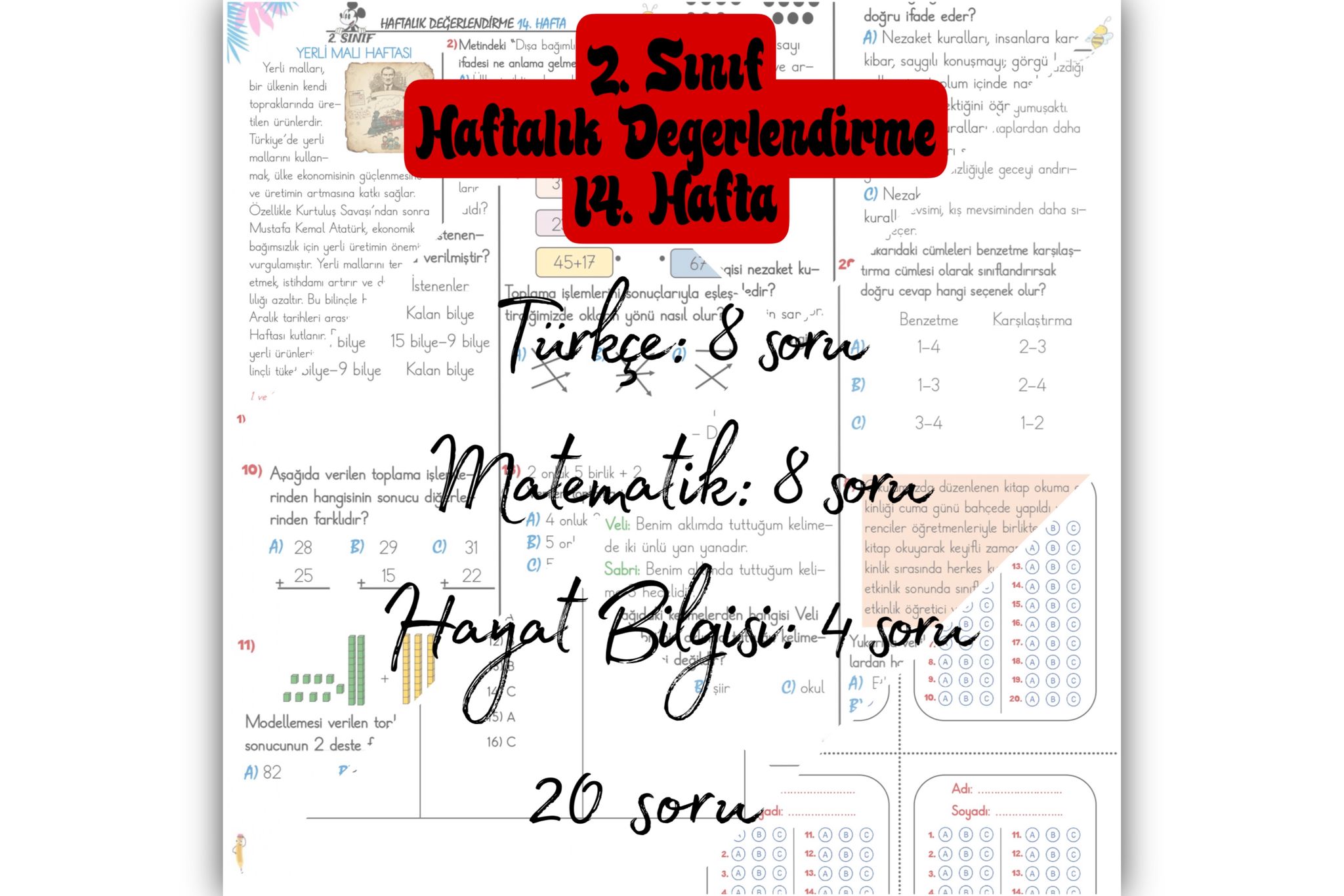 2. Sınıf 14. Hafta Haftalık Değerlendirme