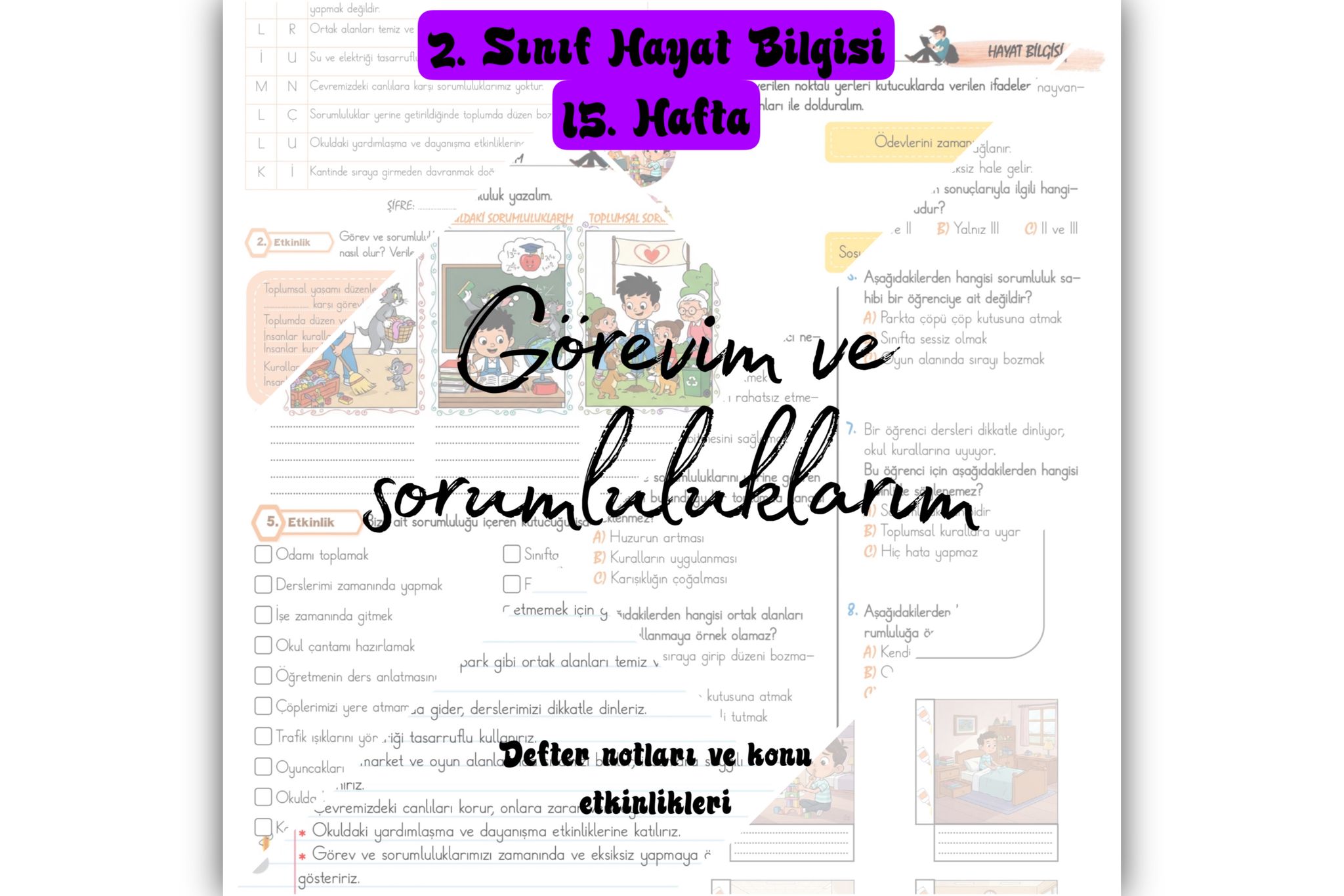 2. Sınıf Hayat Bilgisi Görevim Sorumluluğum Konu Etkinlikleri