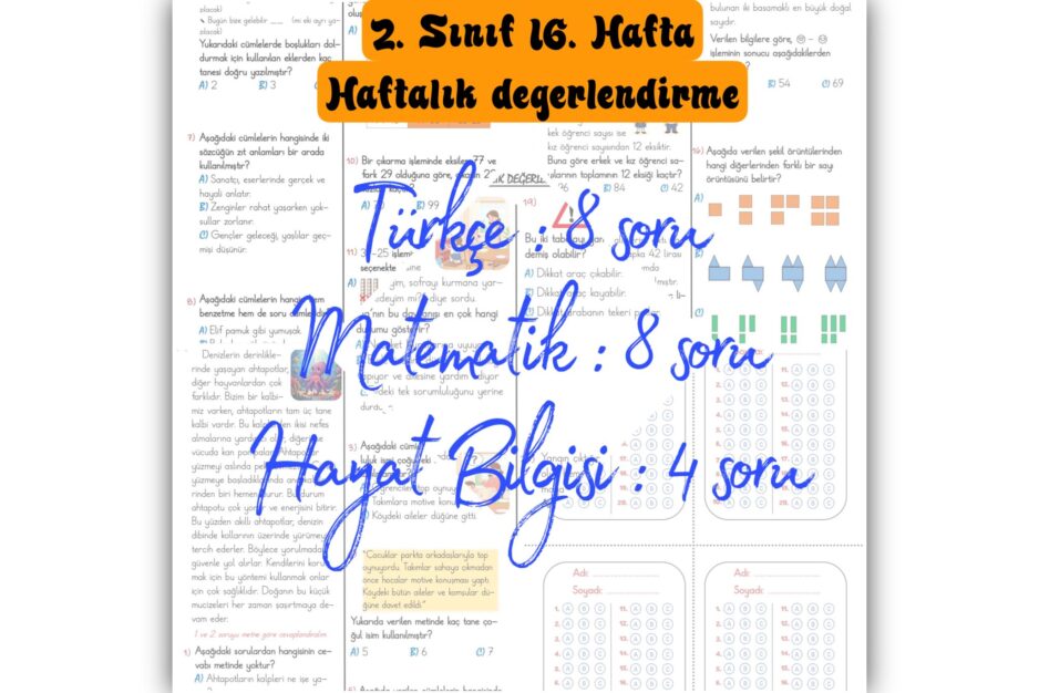 2. Sınıf 16. Hafta Haftalık Değerlendirme