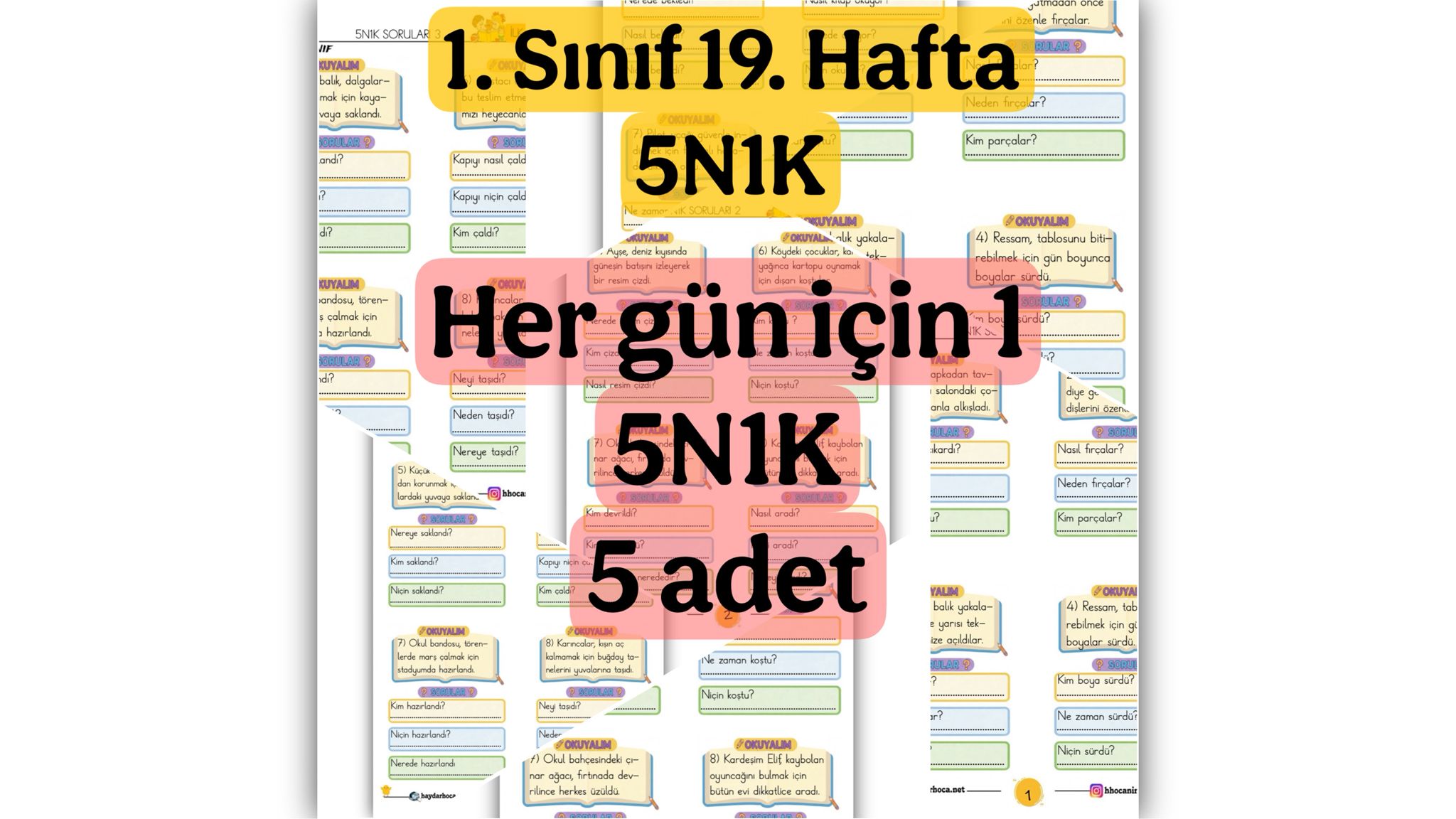 1. Sınıf 1. Haftalık 5N1K 5 adet