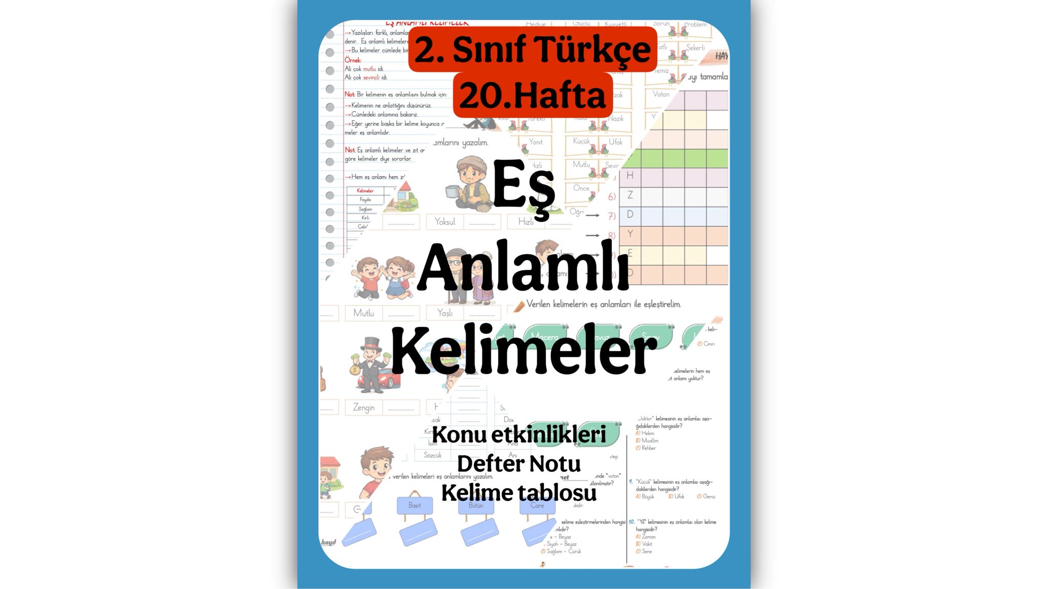 2. Sınıf Türkçe Eş Anlamlı Kelimeler Konu Etkinlikleri
