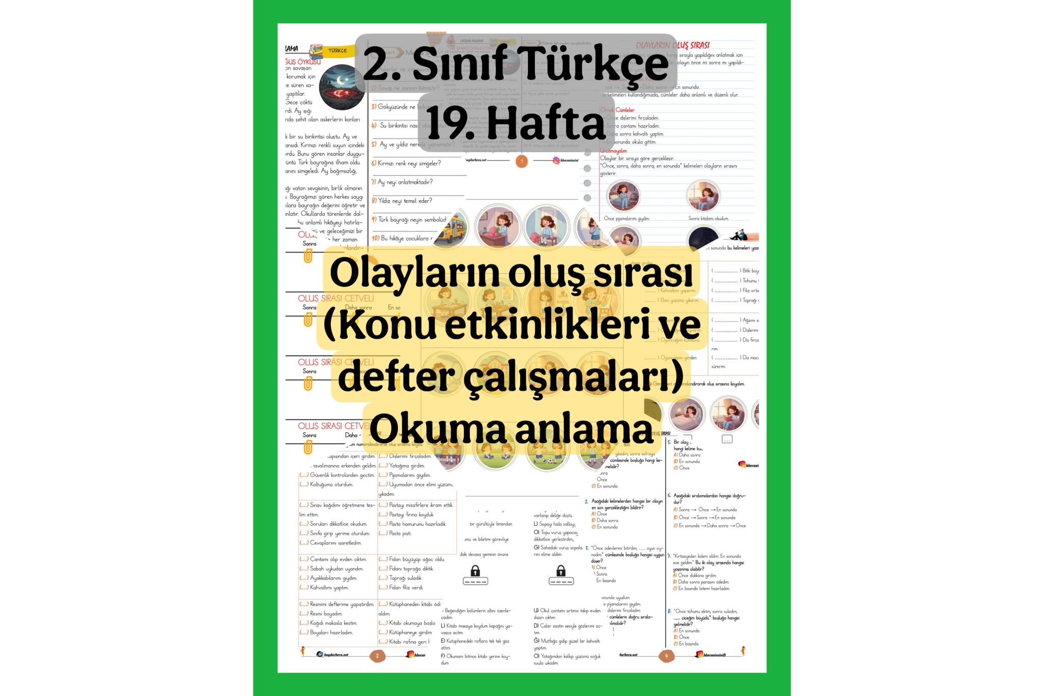 2. Sınıf Türkçe Olayların Oluş Sırası Konu Etkinlikleri