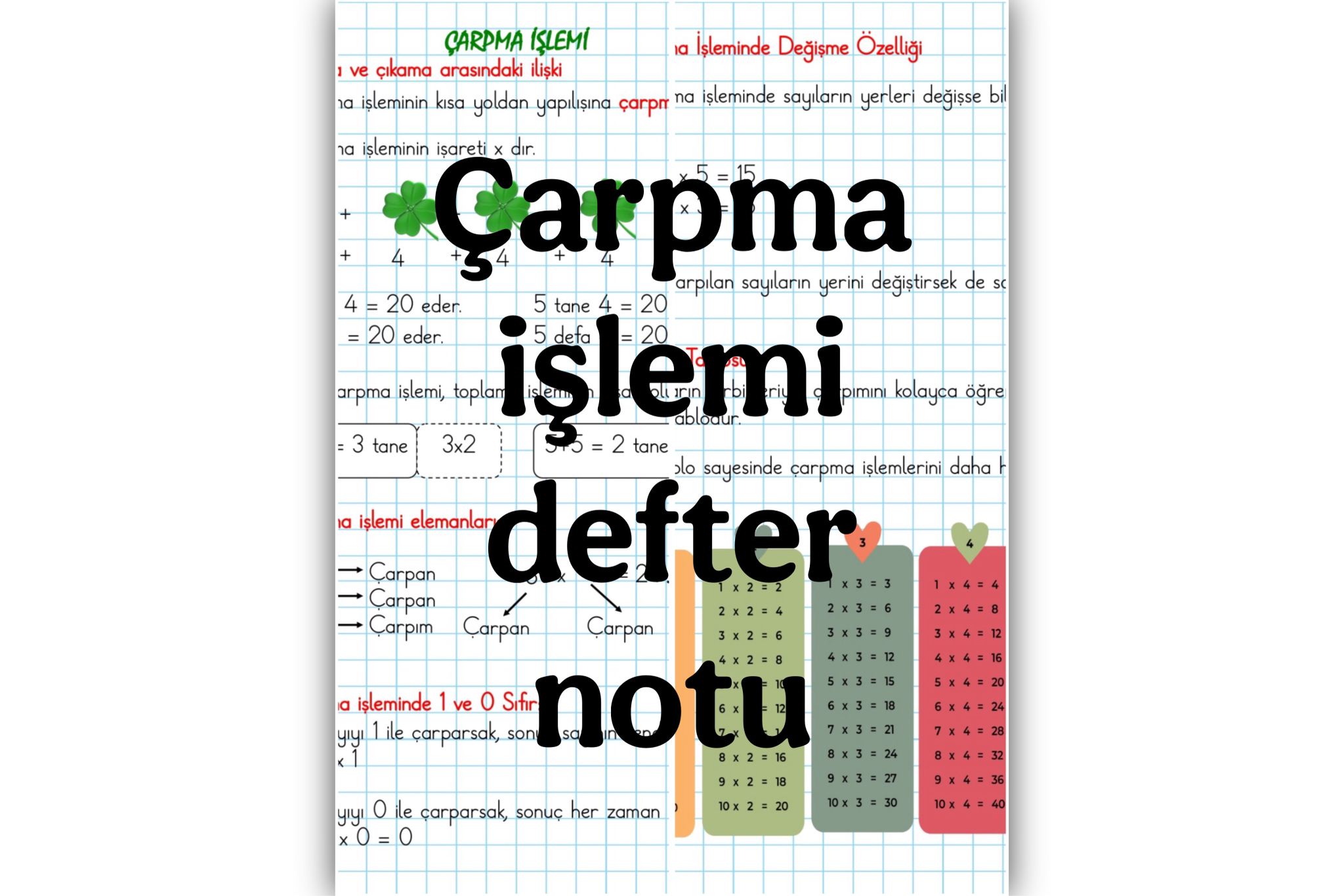 1) 2. Sınıf Matematik Çarpma İşlemi Defter Notu
