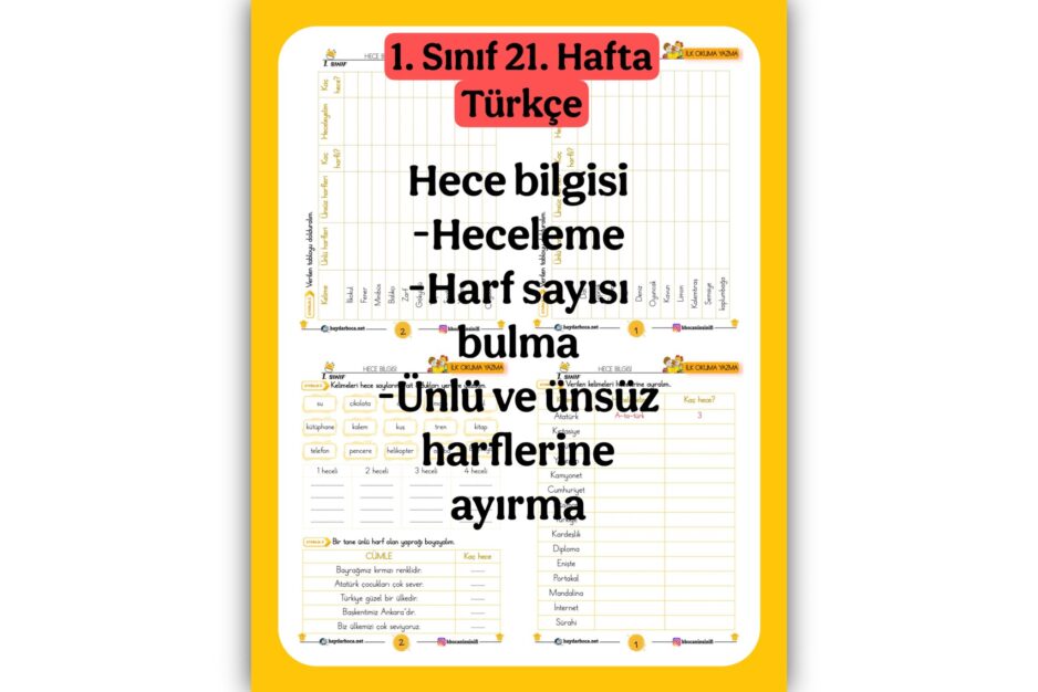 1. Sınıf Türkçe Hece Bilgisi