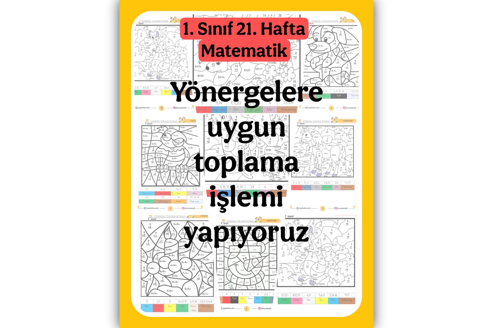 1. Sınıf Matematik Yönergeli Toplama İşlemi Boyama