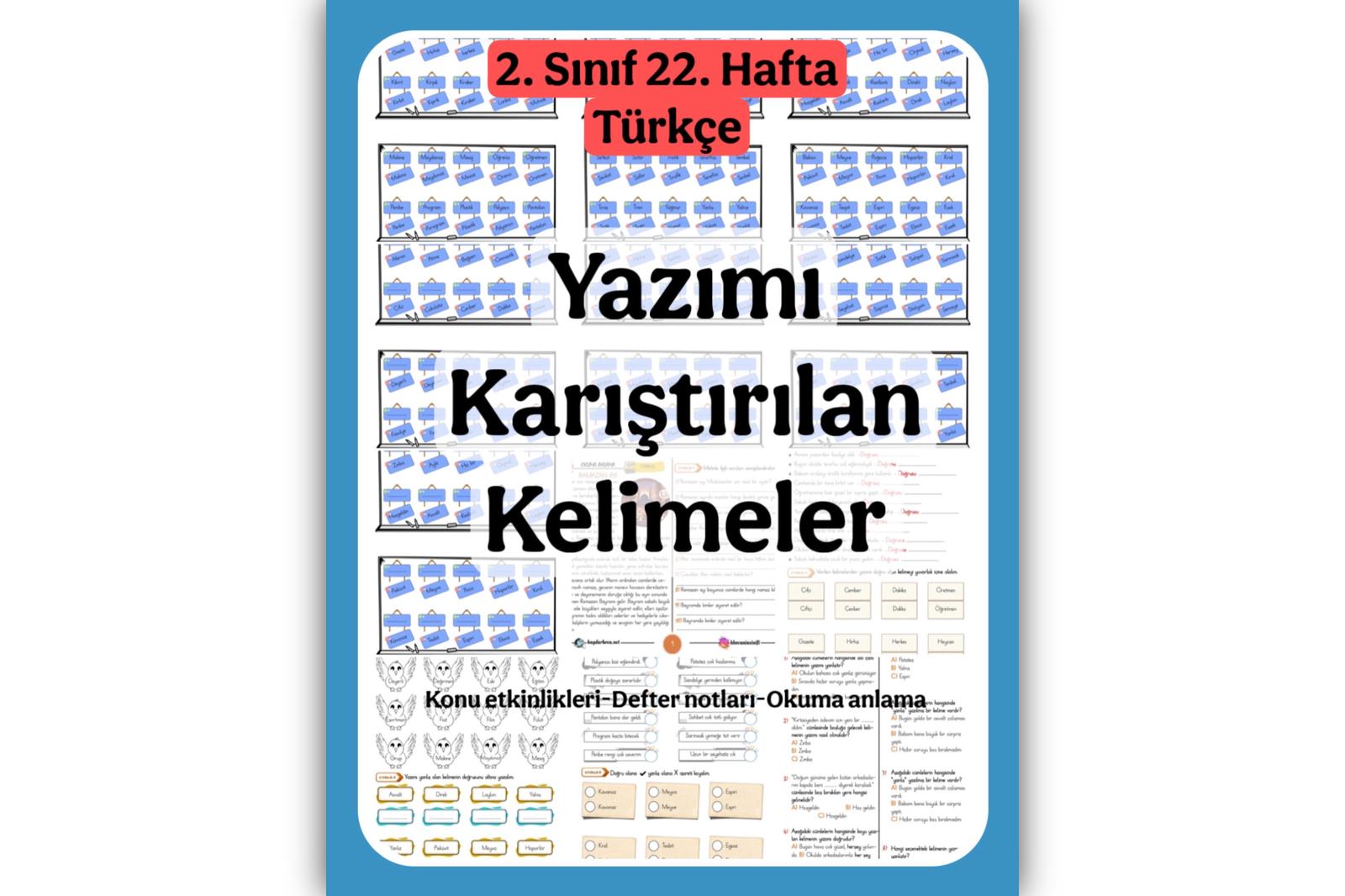 2. Sınıf Türkçe Yazımı Karıştırılan Kelimeler