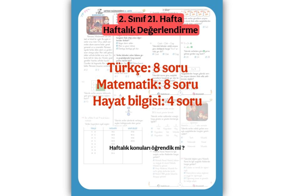 2. Sınıf 21. Hafta Haftalık Değerlendirme