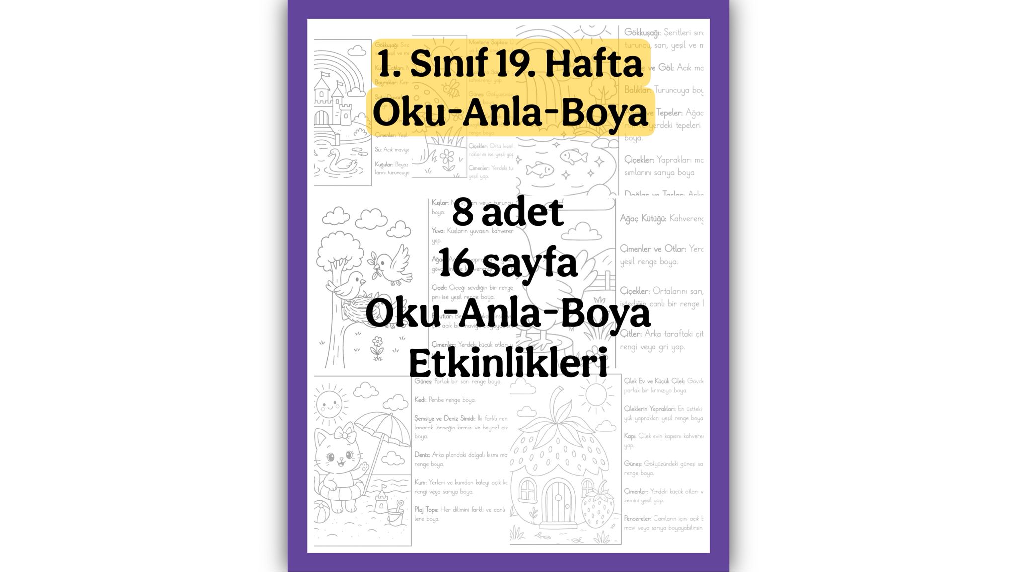 1. Sınıf Oku Anla Boya Etkinlikleri 8 adet