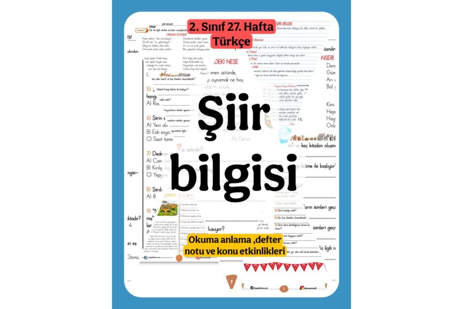 2. Sınıf Türkçe Şiir Bilgisi Konu Çalışmaları ve Defter Notu