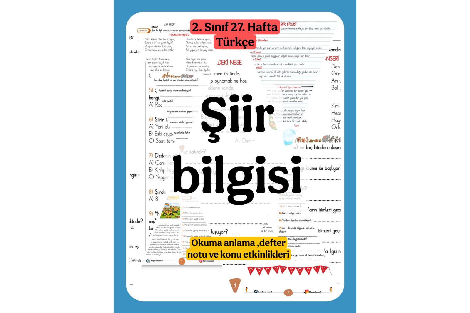 2. Sınıf Türkçe Şiir Bilgisi Konu Çalışmaları ve Defter Notu