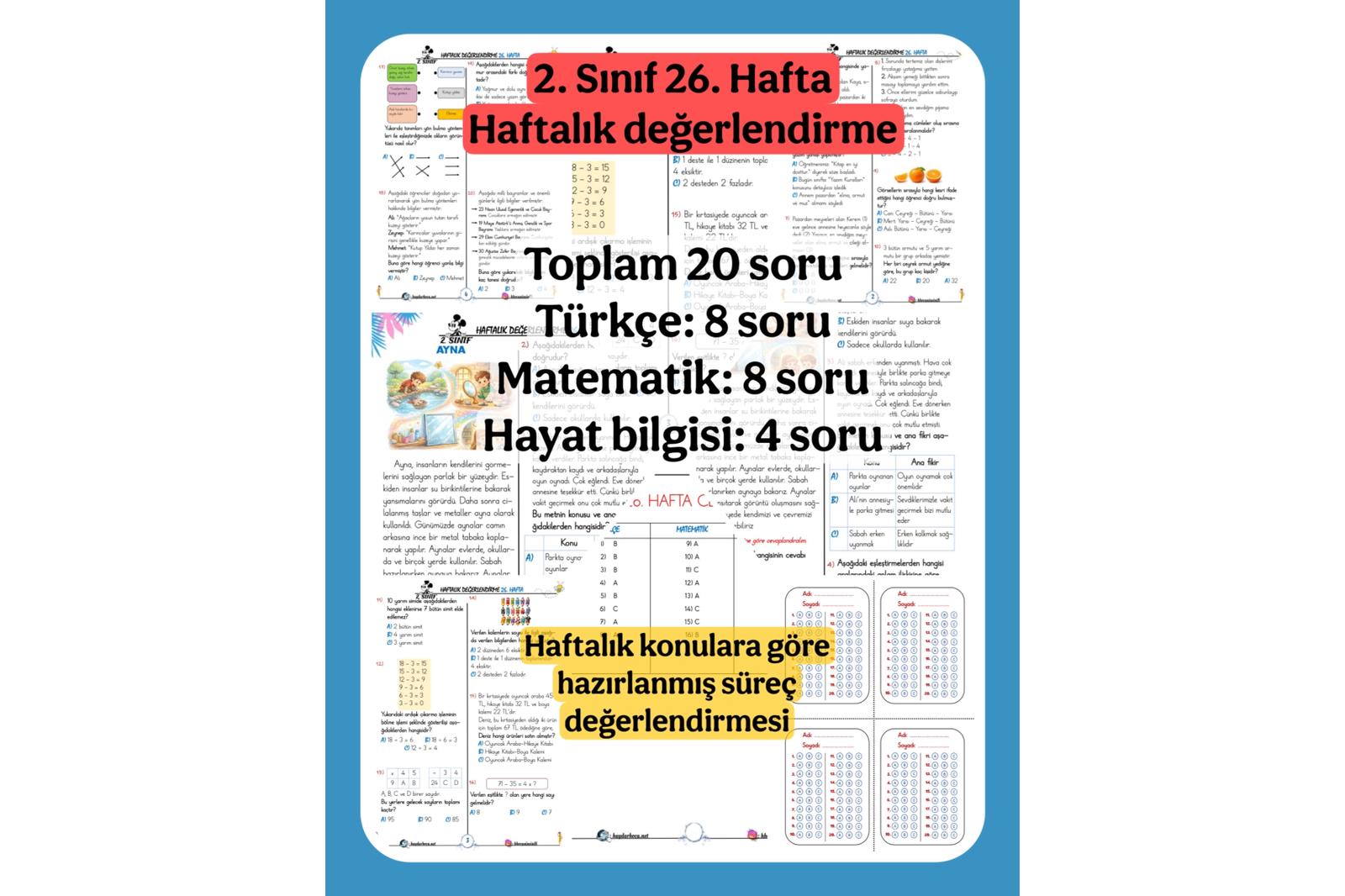 2. Sınıf 26. Hafta Haftalık Değerlendirme
