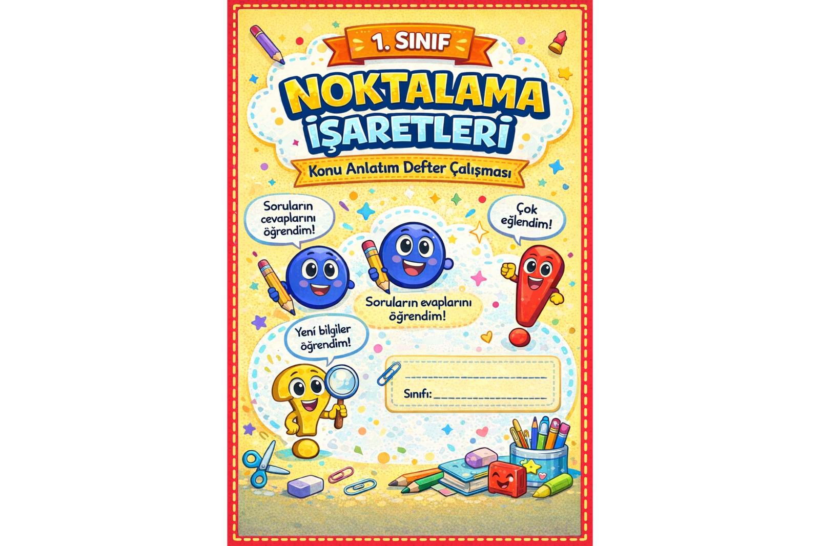 1. Sınıf Noktalama İşaretleri Konu Anlatım Defter Çalışması