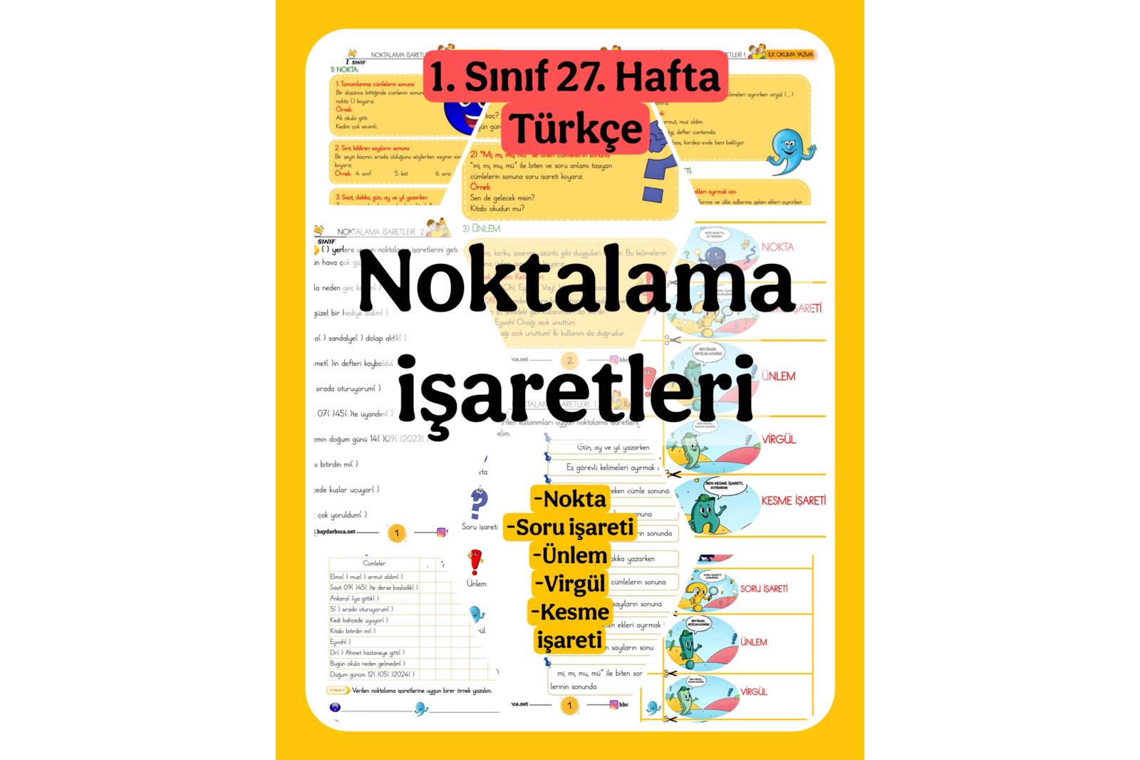 1. Sınıf Noktalama İşaretleri Konu Etkinlikleri 4 dosya 8 sayfa