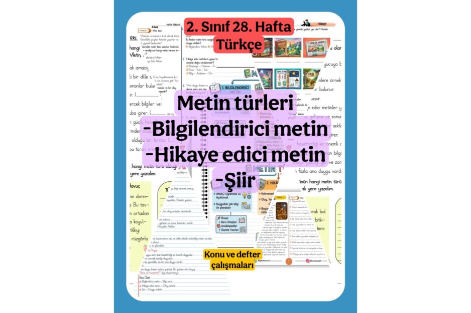 2. Sınıf Türkçe Metin Türleri Konu Çalışmaları (Hikaye edici-Bilgilendirici metin-şiir)