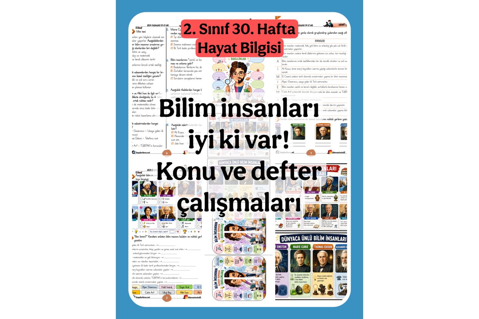 2. Sınıf Hayat Bilgisi Bilim İnsanları İyi ki Var Konu Çalışmaları