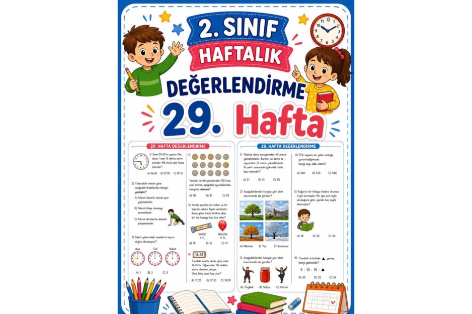 2. Sınıf 29. Hafta Haftalık Değerlendirme