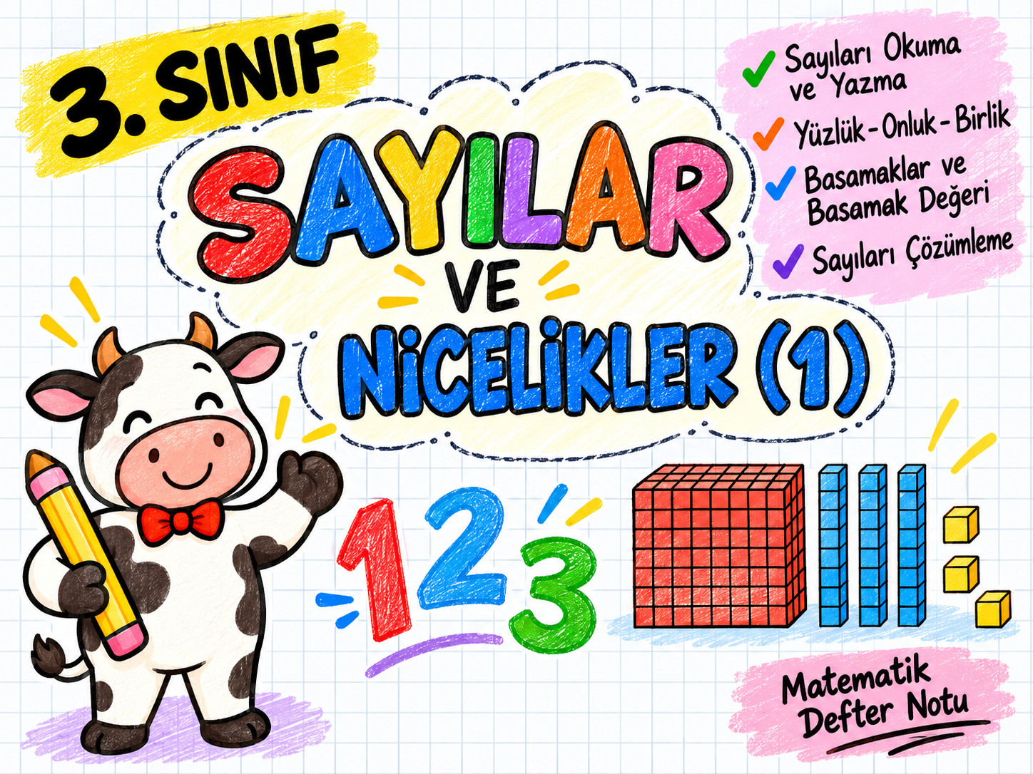 3. Sınıf Matematik Sayıları Okuma Yazma Çözümleme Defter Notu