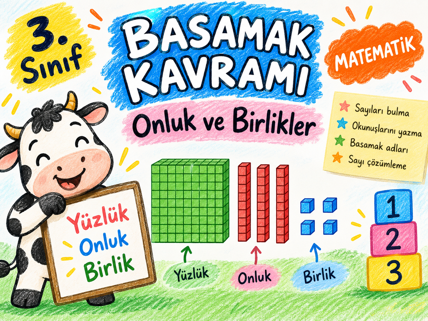 3. Sınıf Matematik Sayıları Çözümleme Basamak Kavramı Konu Çalışmaları