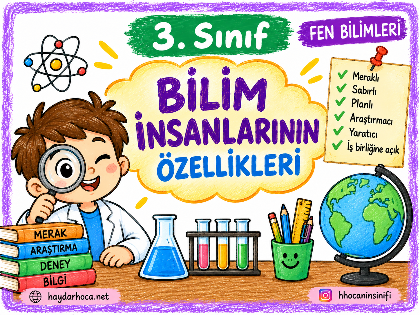 3. Sınıf Fen Bilimleri Bilim İnsanlarının Özellikleri Konu Çalışmaları