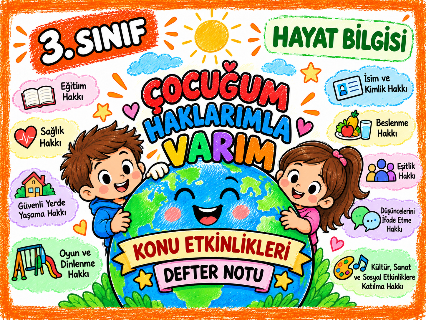 3. Sınıf Hayat Bilgisi Çocuğum Haklarımla Varım Defter Notu Konu Etkinlikleri