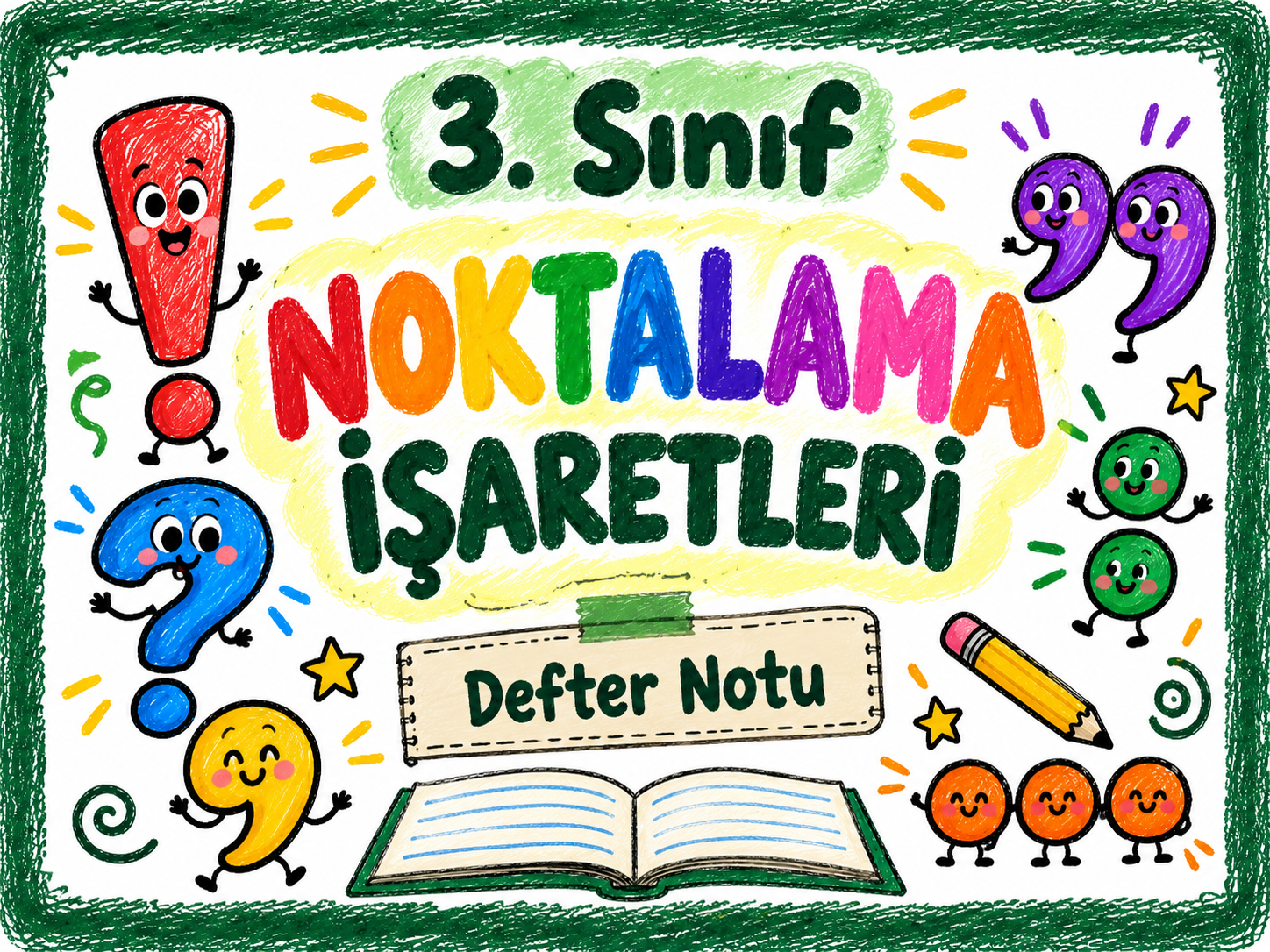 3. Sınıf Noktalama İşaretleri Defter Notu